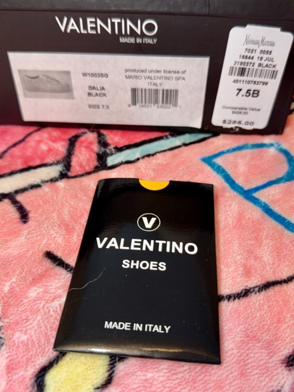Valentino Black Leather Low-Top Sneakers with White Soles - Picture 2 of 4